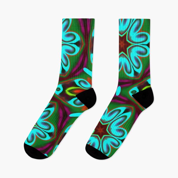 Item preview, Psychedelic Hippie Flower Blue Green and Purple designed and sold by WormholeOrbital.
