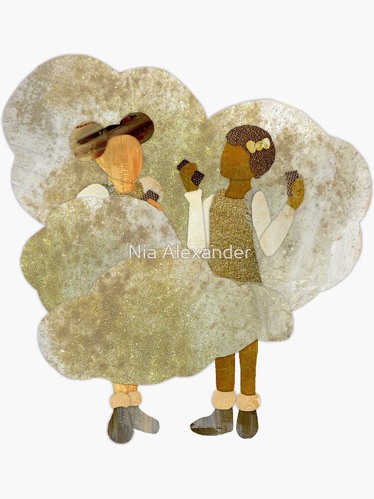 "Bronze girls clapping erasers" Sticker for Sale by NiaAlexanderArt