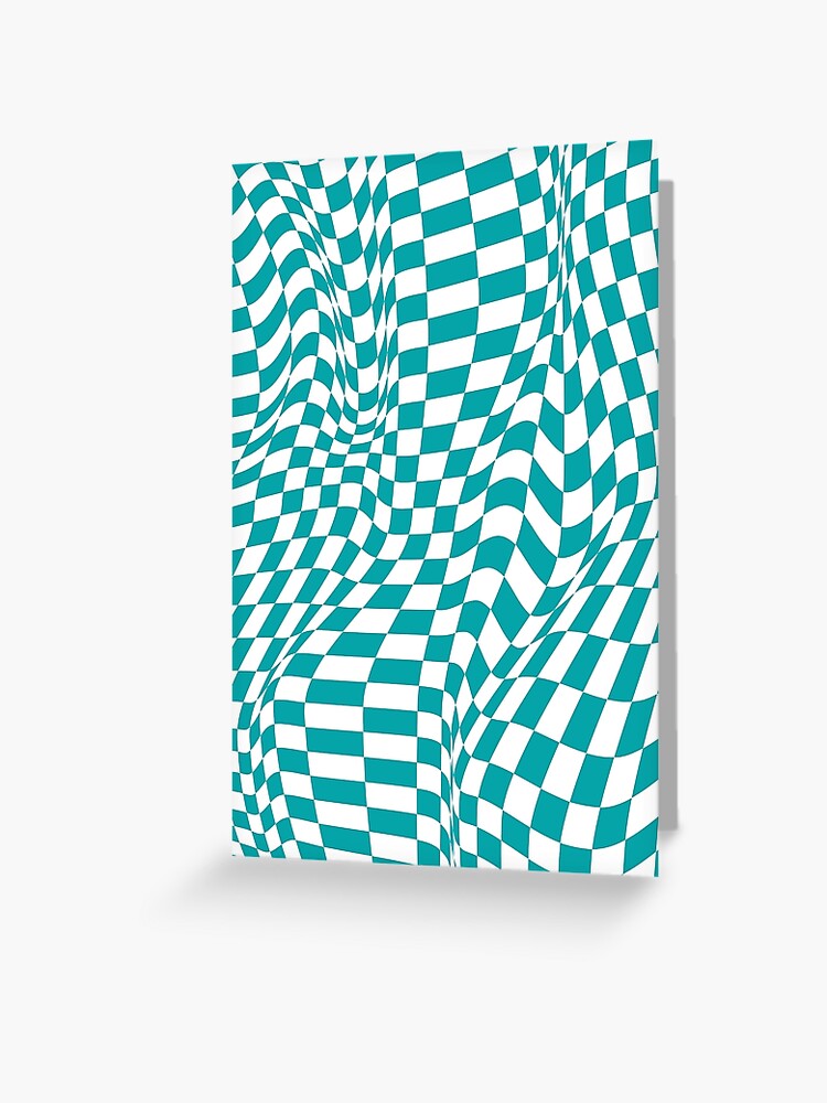 Aesthetic Simple Modern Wavy Blue Checkered Design | Greeting Card