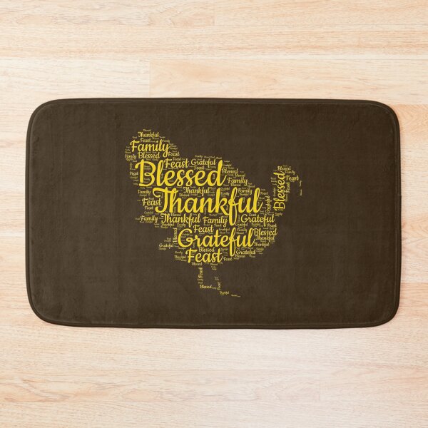 Item preview, THANKFUL GRATEFUL BLESSED FAMILY FEAST HAPPY THANKSGIVING TURKEY WORD CLOUD  designed and sold by zenturtlemerch.