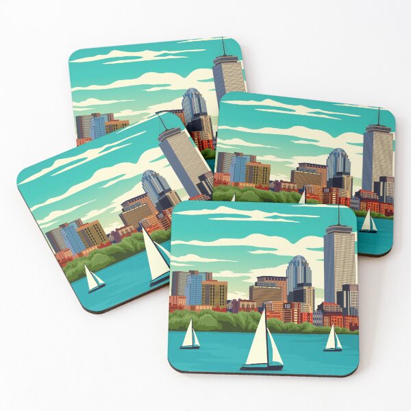 Item preview, Boston Massachusetts Vintage Minimal Travel Poster designed and sold by Stadify.