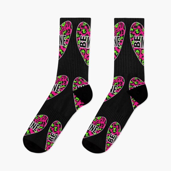 Item preview, Be Mine Valentines Day Bright Pink Neon Green Leopard Animal Heart Print designed and sold by Vibbin4Life33.