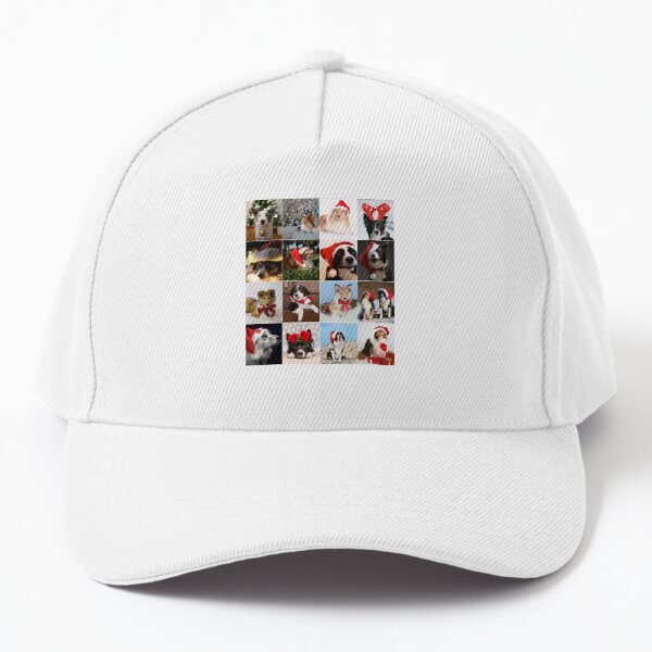 Adorable Christmas Collie Photo Collage Baseball Cap