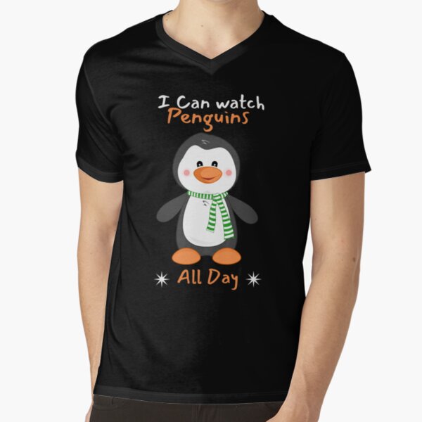 I can watch Penguins all day - Cute baby penguin V-Neck T-Shirt