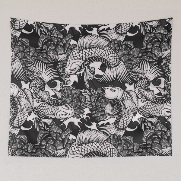 Item preview, Japanese Style Koi Carps Pattern Japanese Fishes Artwork designed and sold by SoccaTamam.