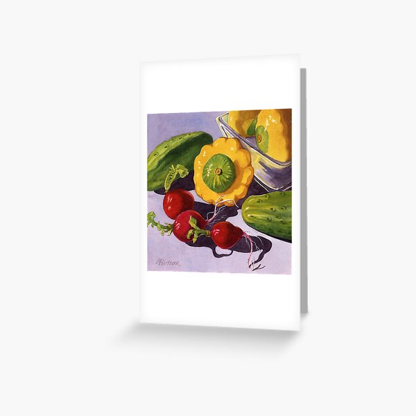 Pattypan, Radishes, and Cukes Greeting Card