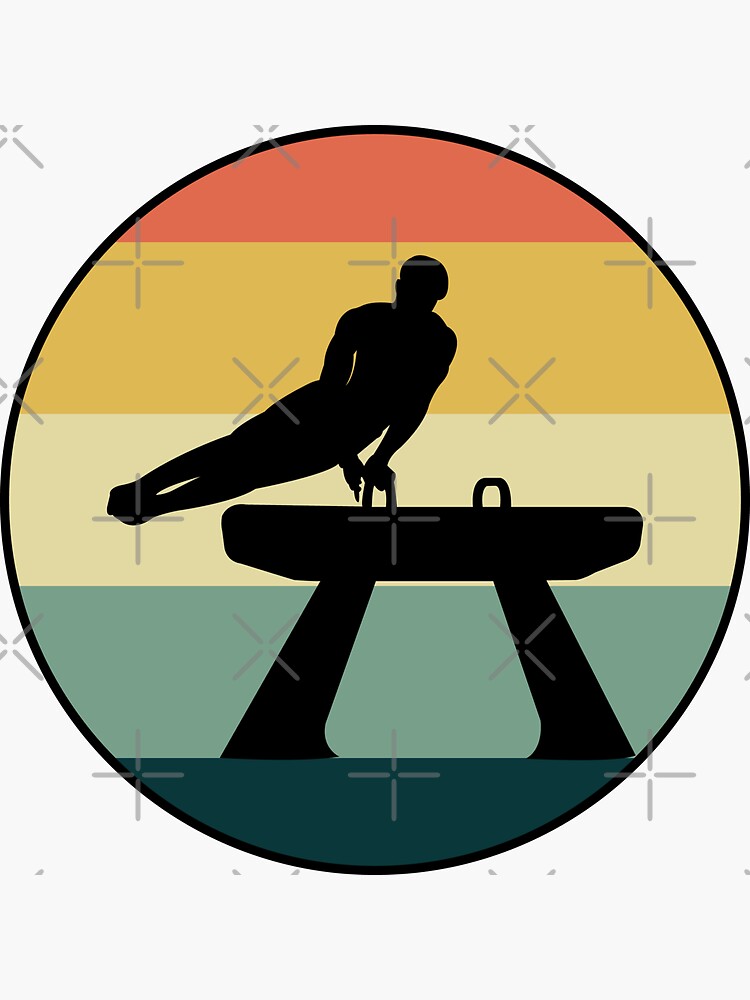 "Artistic Gymnastics Pommel Horse Gymnast Vintage Retro" Sticker for