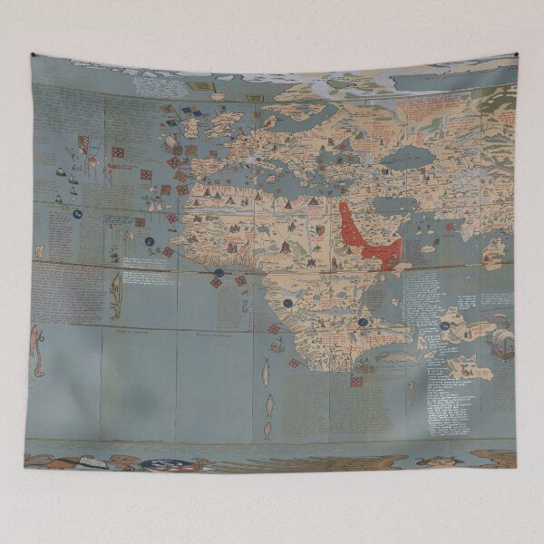 Item preview, Antique World Map before the discovery of America in 1492 by Columbus designed and sold by ganje.