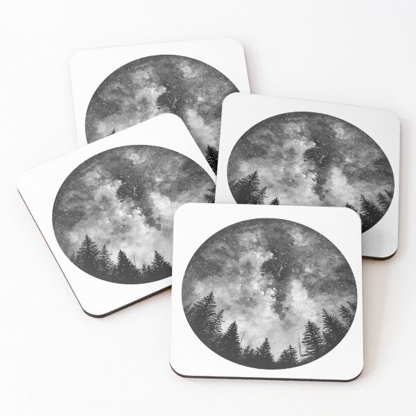 Item preview, Watercolor Forest Galaxy / Monochrome / Circle / Night Sky / Galaxy / Stars / Sticker Sticker / Light designed and sold by AnnaWander.