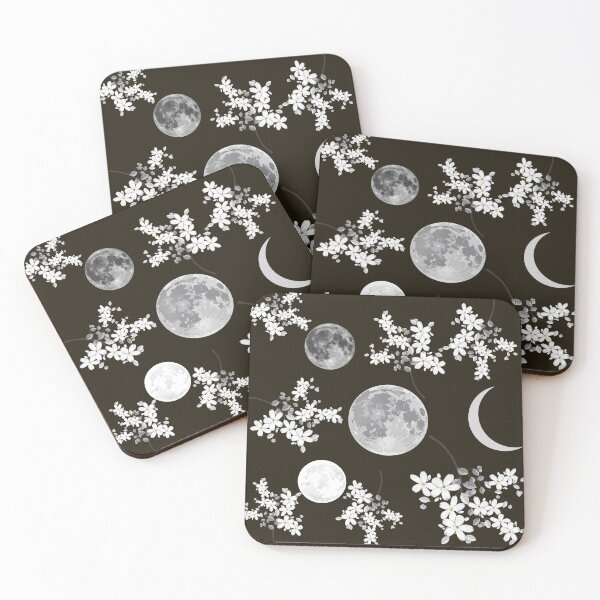 Item preview, night, moons and flowers designed and sold by bohemedesign.