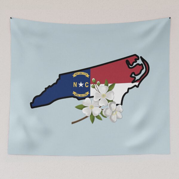 Item preview, State of North Carolina Flag with State Flower Flowering Dogwood (Blue) designed and sold by Gsallicat.
