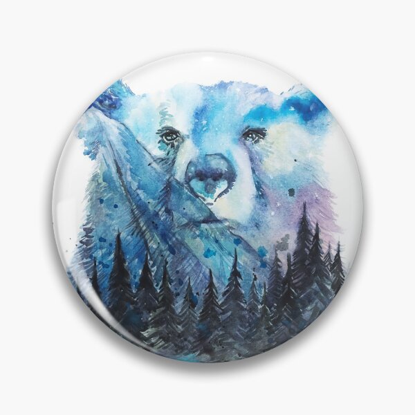 Item preview, Aurora Borealis Bear - Northern Lights Watercolor Painting by Elena Markelova designed and sold by Elena Markelova.