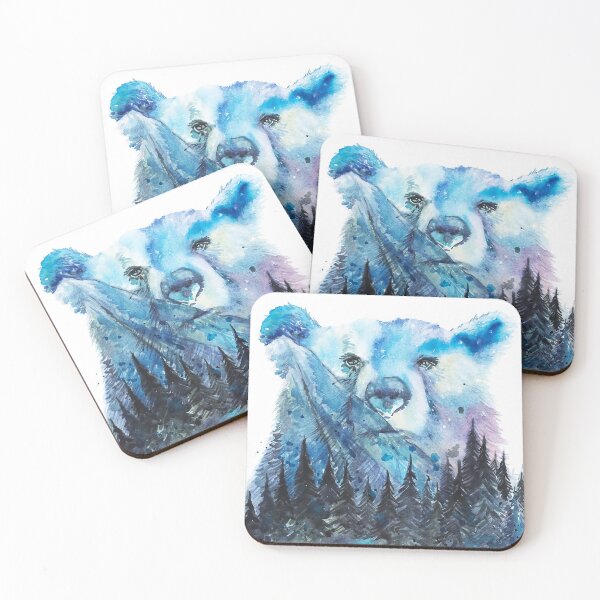 Item preview, Aurora Borealis Bear - Northern Lights Watercolor Painting by Elena Markelova designed and sold by Elena Markelova.