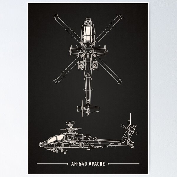 Aperçu de l'œuvre Wireframe minimaliste Apache AH-64D créée et vendue par Aniama.