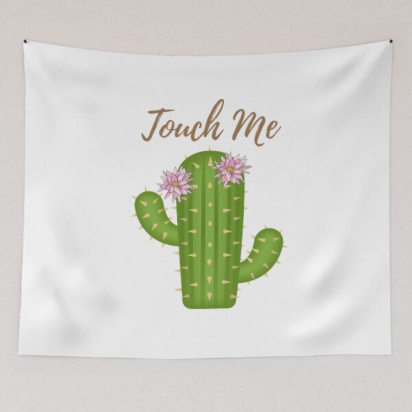 Aperçu de l'œuvre Touchez-moi une plante de cactus vert épineux. Plante de cactus drôle avec des fleurs roses créée et vendue par silviaol.
