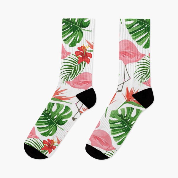 Item preview, Beautiful Colorful Exotic Tropical Pink Flamingo, Large Tropical Leaves, Hibiscus Seamless designed and sold by silviaol.