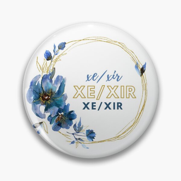 Item preview, LGBTQ Pronoun Xe/Xir Flower Wreath Pin designed and sold by doeblush.
