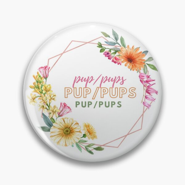 Item preview, LGBTQ Pronoun Pup/Pups Flower Wreath Pin designed and sold by doeblush.