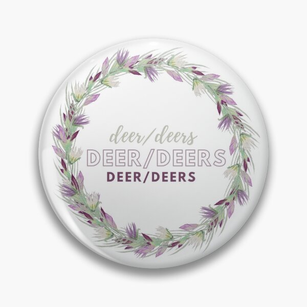 Item preview, LGBTQ Pronoun Deer/Deers Flower Wreath Pin designed and sold by doeblush.