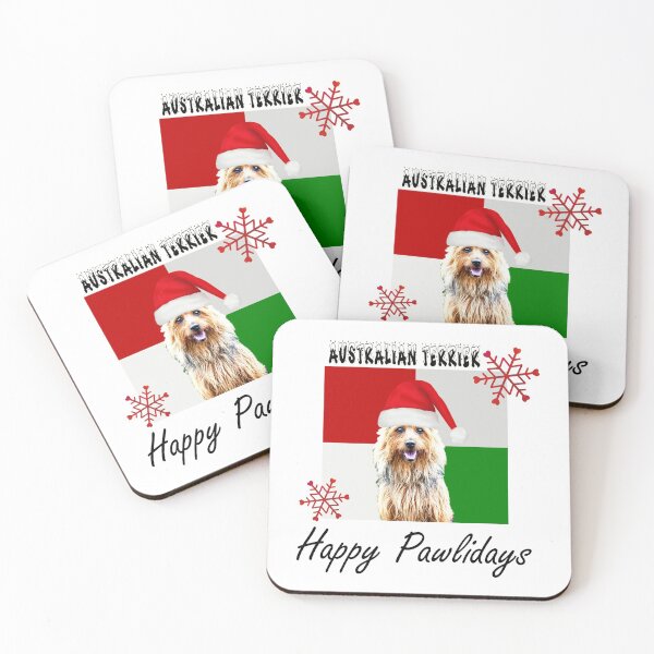 Item preview, Happy Pawlidays – Christmas Australian Terrier Dog Design w/ Santa Hat designed and sold by platinumblks.