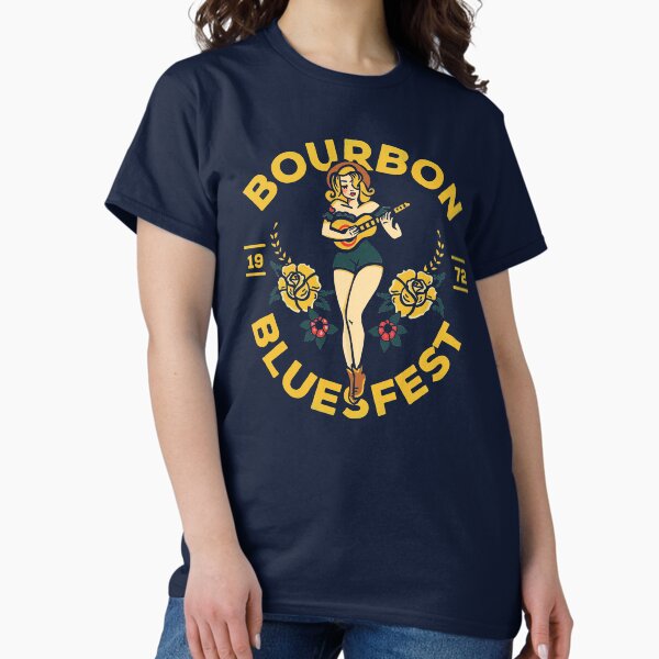 Item preview, Bourbon Blues Fest 1975: Vintage Pinup Girl Playing Guitar designed and sold by The Whiskey Ginger Design Shop.