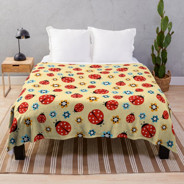 Item preview, Ladybugs with flowers on yellow seamless designed and sold by CarolynStore.