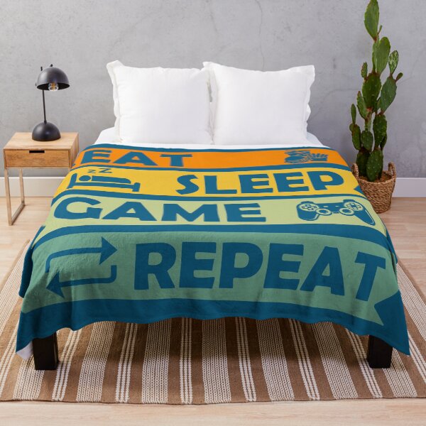 Aperçu de l'œuvre Eat Sleep Game Repeat, Funny Gaming Quote, Jeu vidéo, Gamer, Game Player Design créée et vendue par DesignHouse07.