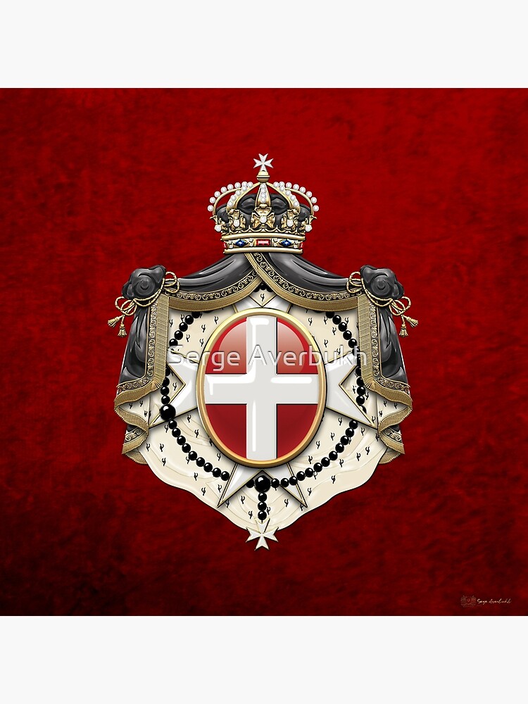 Sovereign Military Order of Malta Coat of Arms over Red Velvet by Captain7