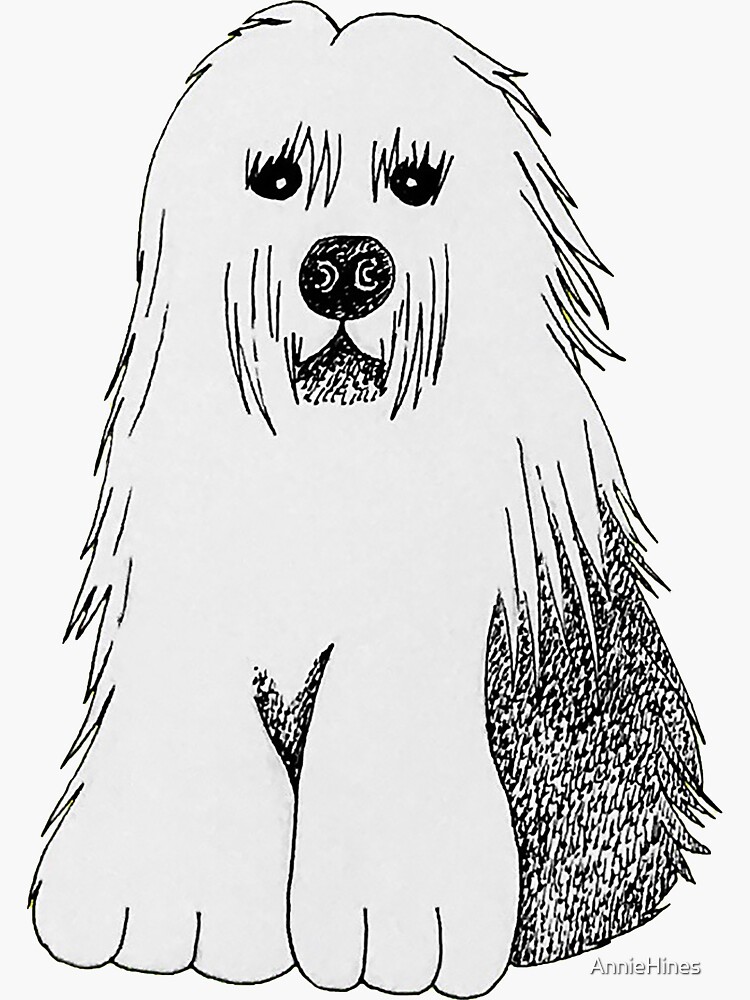 Old english sheepdog with tail (grey) Sticker for Sale by KiwiJP