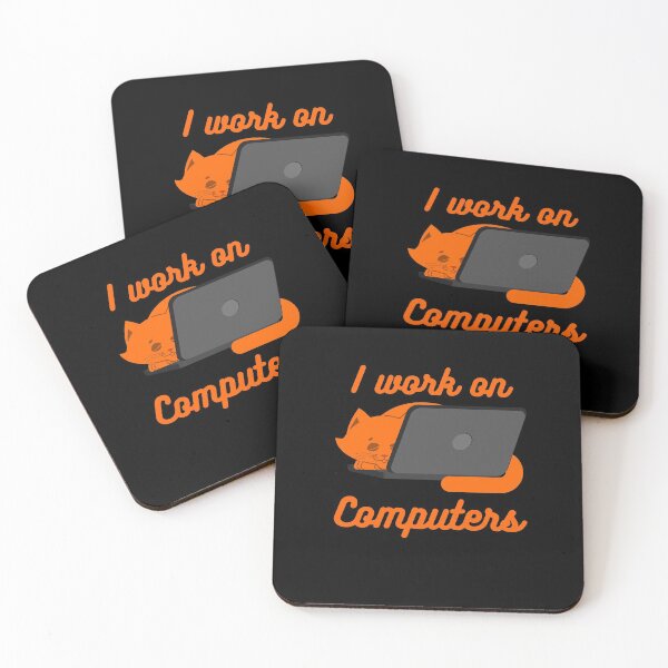 Item preview, I Work on Computers Funny Orange Cat designed and sold by Peter Stawicki.