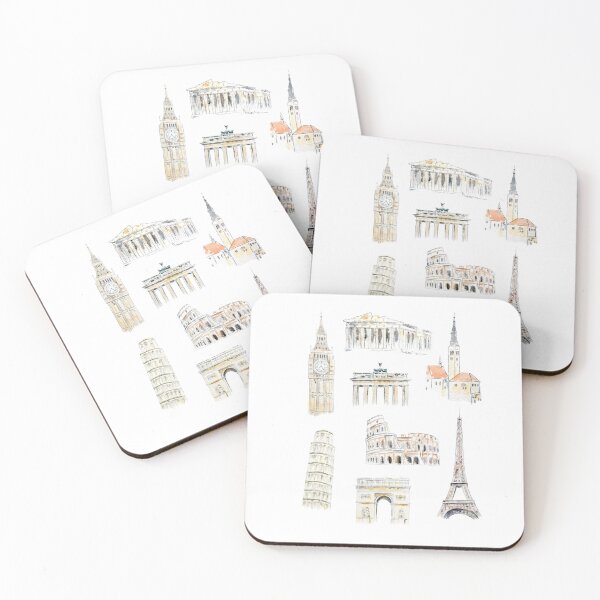 Item preview, Europe landmarks illustration designed and sold by SelenePaintings .