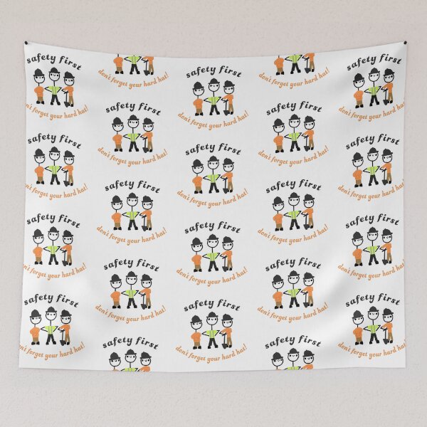 Item preview, Safety First Hard Hat Reminder Cute Stick Drawing Construction Carpentry Linemen Design designed and sold by akaesthetic.