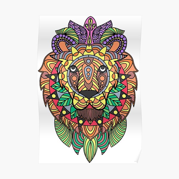 Mandala Lion Posters for Sale | Redbubble