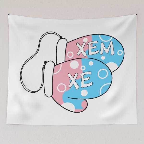 Item preview, Trans Pride Pronoun Mittens Xe/Xem designed and sold by BiOurPride.