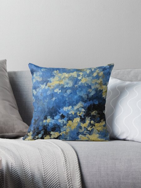 Aperçu de l'œuvre Chute de pétales de fleurs bleu jaune et noir abstrait créée et vendue par JariHawk.