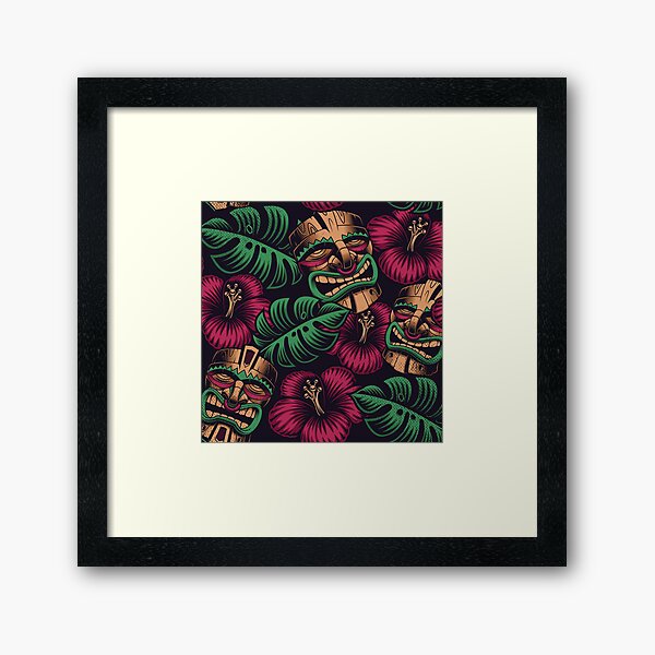 Beautiful Tiki mask abstract pattern Framed Art Print