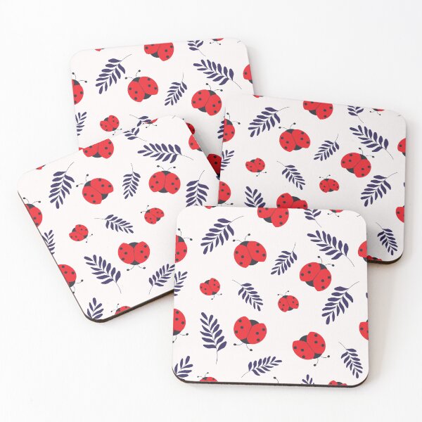 Item preview, Cartoon ladybug with blue leaves on a white designed and sold by FlossieShop96.