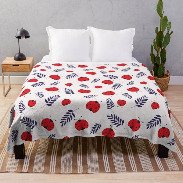 Item preview, Cartoon ladybug with blue leaves on a white designed and sold by FlossieShop96.
