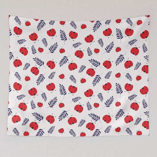 Item preview, Cartoon ladybug with blue leaves on a white designed and sold by FlossieShop96.