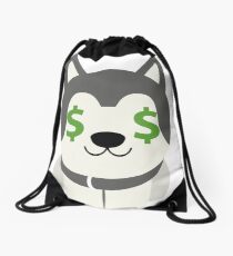 Siberian Husky Emoji Money Face Drawstring Bag