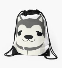 Siberian Husky Emoji Pretty Please Face Drawstring Bag