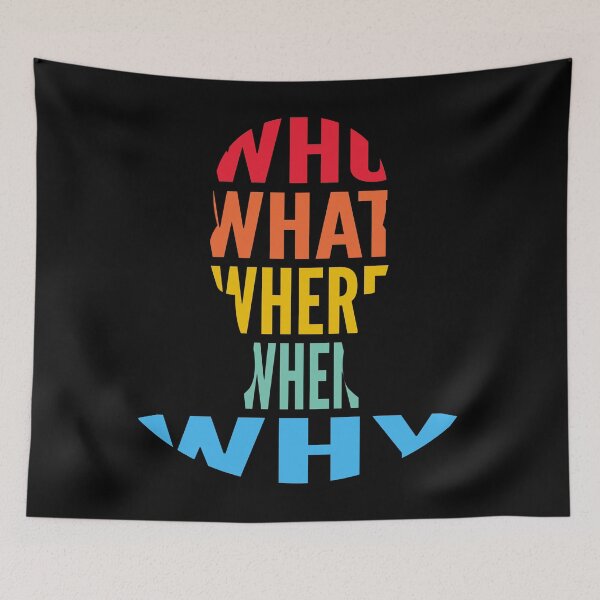Item preview, Who What Where When Why Red Blue Typography Word in Human Shape designed and sold by Vasabi88.