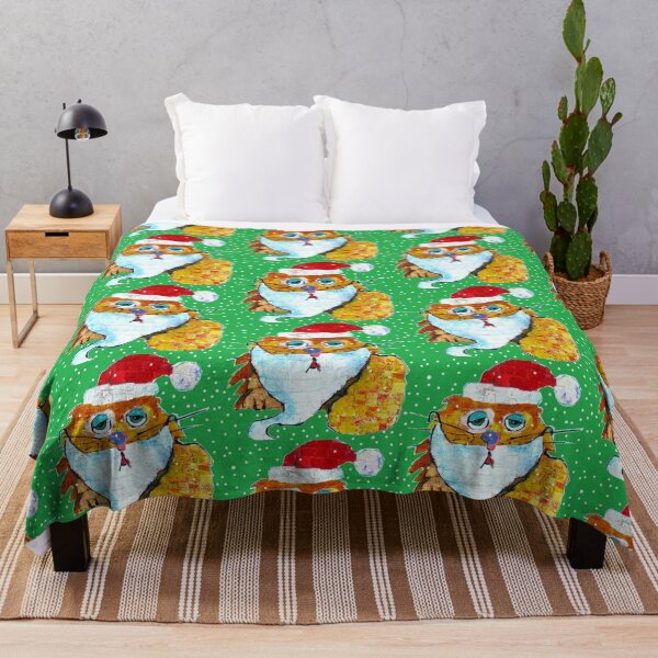 Santa Cat Throw Blanket