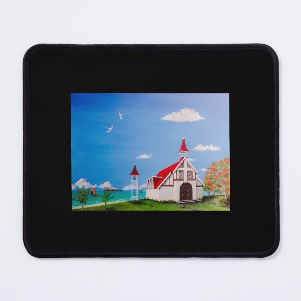Aperçu de l'œuvre Église au toit rouge - Ile Maurice créée et vendue par Pascal Armance Artiste.