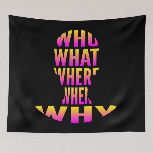 Item preview, Who What Where When Why Yellow Magenta Typography Word in Human Shape designed and sold by Vasabi88.
