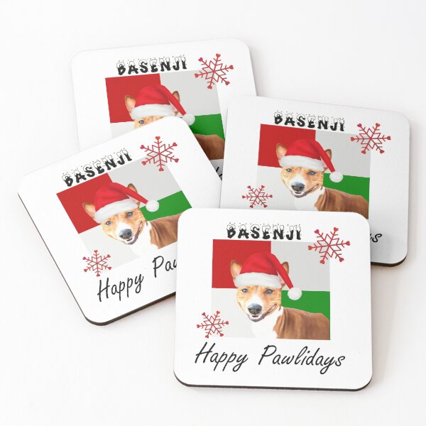 Item preview, Happy Pawlidays – Christmas Basenji Dog Design w/ Santa Hat designed and sold by platinumblks.