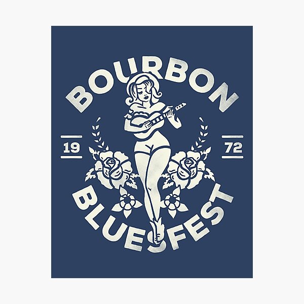 Item preview, Bourbon Blues Fest 1972: Vintage Pinup Girl Playing Guitar designed and sold by The Whiskey Ginger Design Shop.