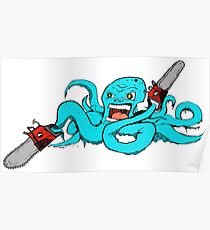 Chainsaw Octopus Color Poster