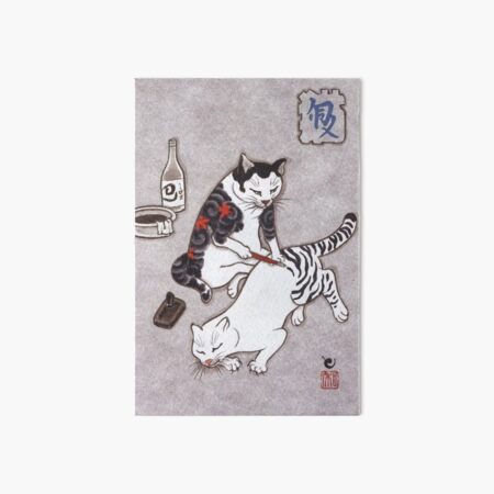Ukiyo e Drunk Cat Japanese Art Board Print