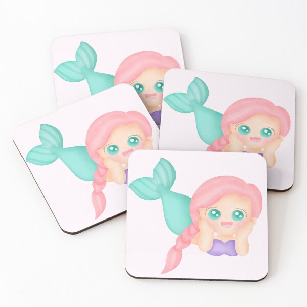 Item preview, Kawaii Mermaid Pastel Pink Hair Chibi Girl Mermaid Tail designed and sold by Simplyy  Unique.